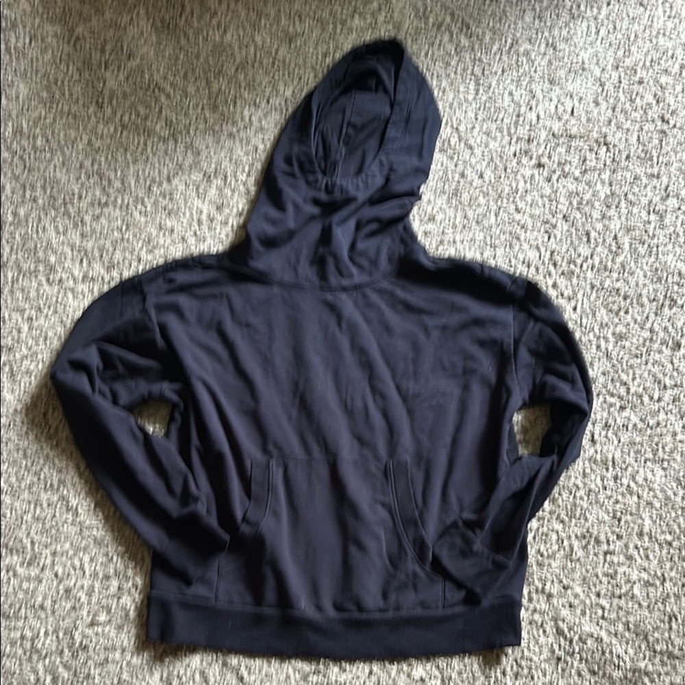 Zella Long Neck Black Hooded Sweatshirt